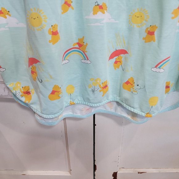 Disney Store Womens XL/XXL Winnie Pooh Nightshirt Gown Blue Rainbow Sun Clouds - Picture 4 of 8